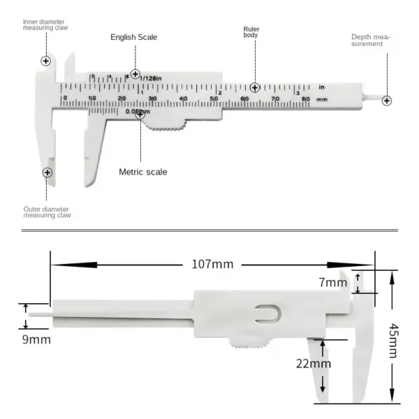 Plastic Vernier Caliper 0-80mm Measuring Tool - Image 4