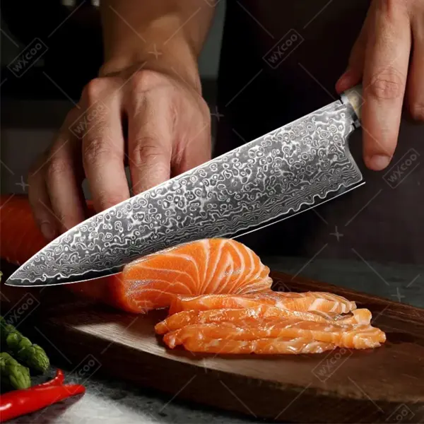 Damascus Steel Chef Knife and Meat Cleaver - Image 4