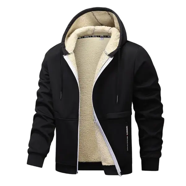 Men's Warm Zip Up Plush Hoodie - Image 15