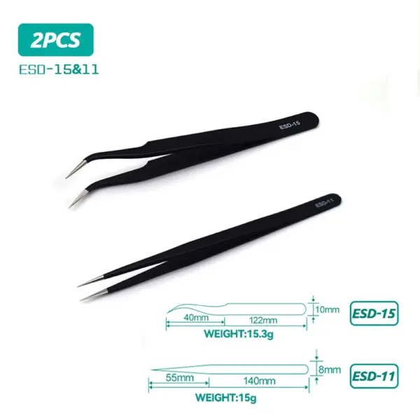 Stainless Steel Anti-Static Nail Art Tweezers - Image 11