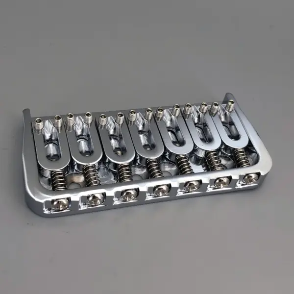 7-String Fixed Guitar Bridge in Black Chrome - Image 2