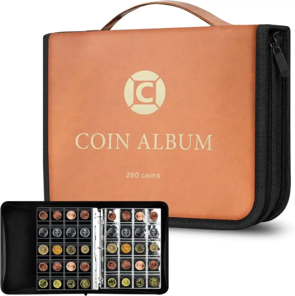 Coin Collection Album with 260 Pockets - Image 7