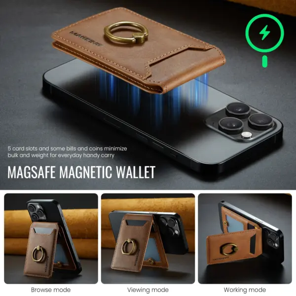 Magnetic Leather Card Holder for iPhone Models - Image 6
