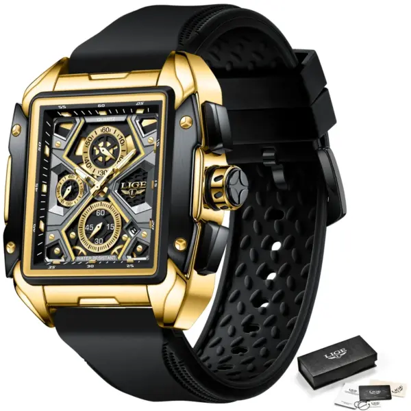 LIGE 2023 Square Quartz Sports Watch - Image 7