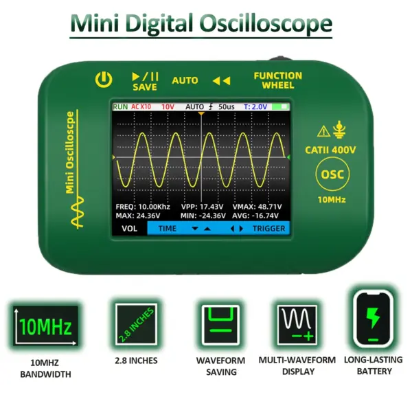 OT2 Mini Digital Oscilloscope Multimeter 10MHz