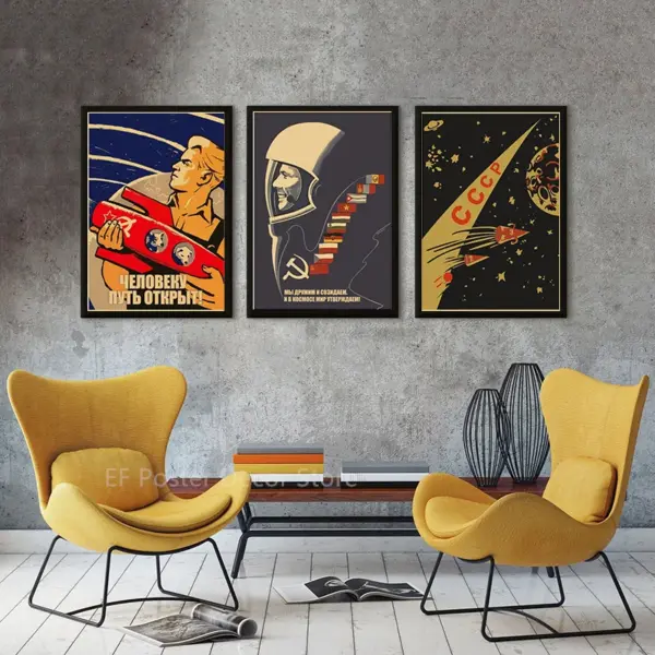 Soviet Space Rocket Vintage Poster Prints - Image 3