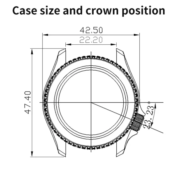 42.5mm Stainless Steel Watch Case for Seiko - Image 3