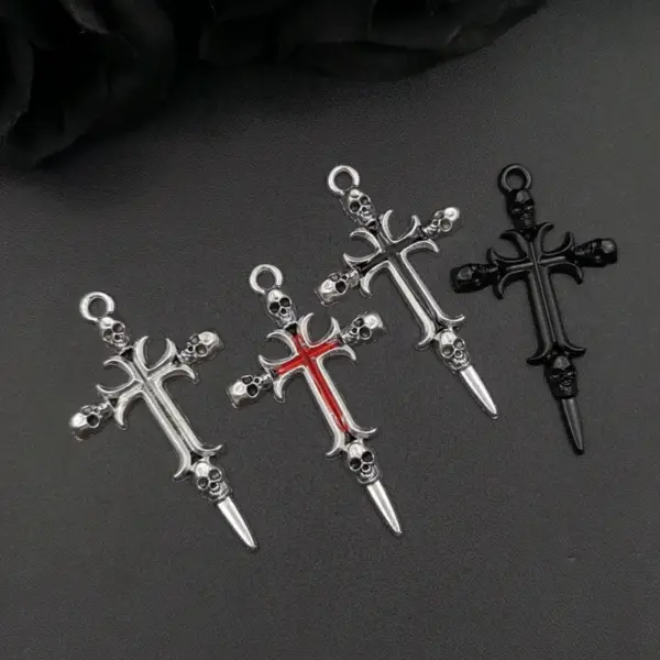 5Pcs Vintage Skeleton Cross Charms Set - Image 6