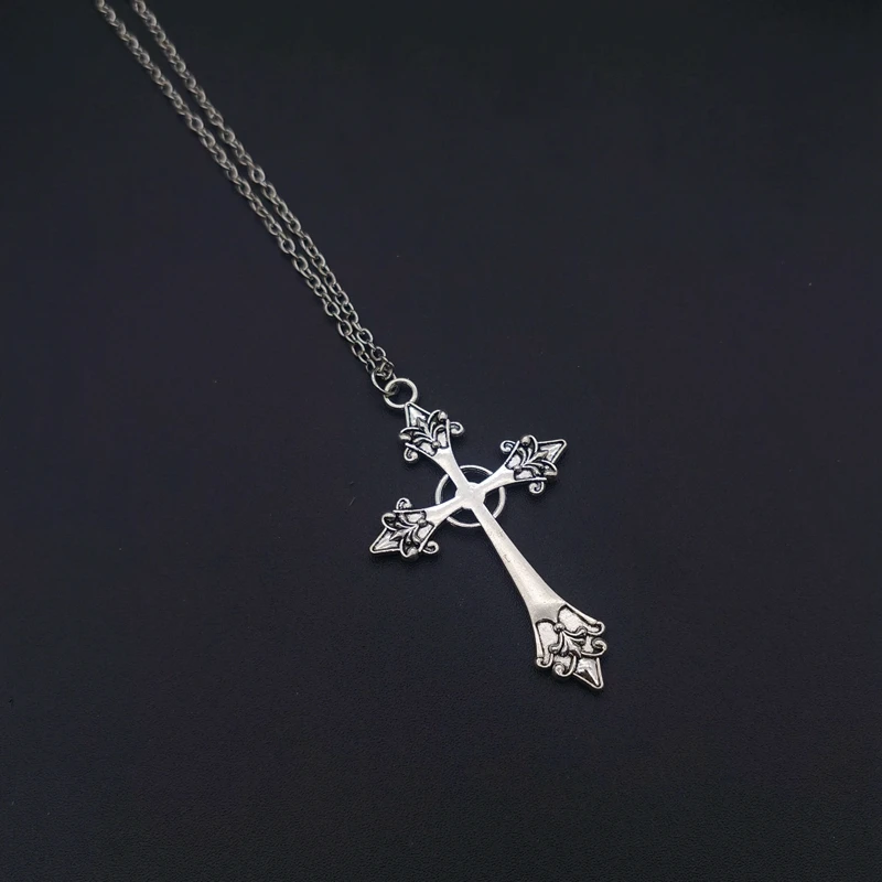 Gothic Punk Cross Drill Pendant Necklace 12 Gothic Punk Cross Drill Pendant Necklace - Image 12