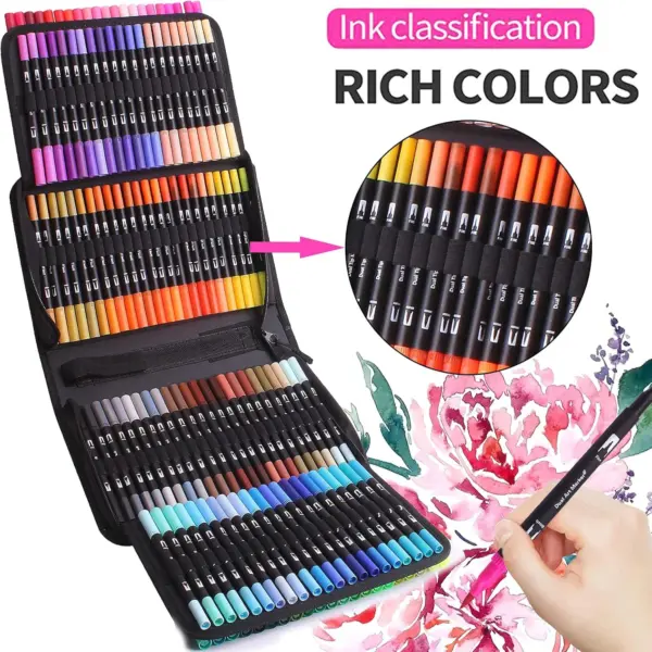 168 Colors Dual Brush Art Markers Set - Image 2