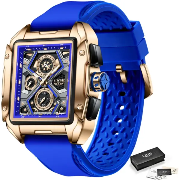 LIGE 2023 Square Quartz Sports Watch - Image 10