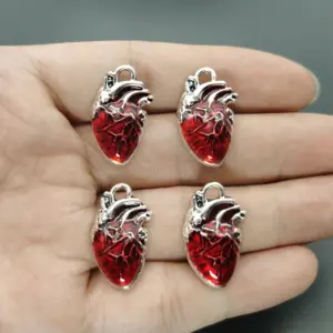 10pcs Human Heart Organ Charms for DIY Jewelry