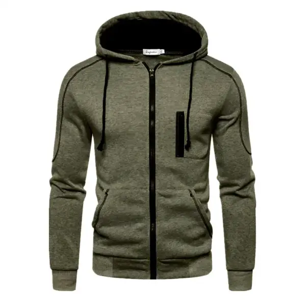 Men's Fleece Lined Winter Hoodie with Zipper - Image 10