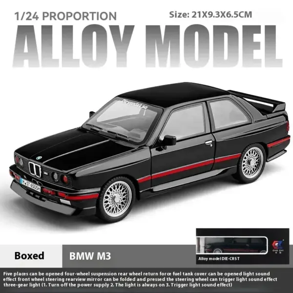 1:24 BMW M3 E30 Metal Diecast Car Model - Image 20