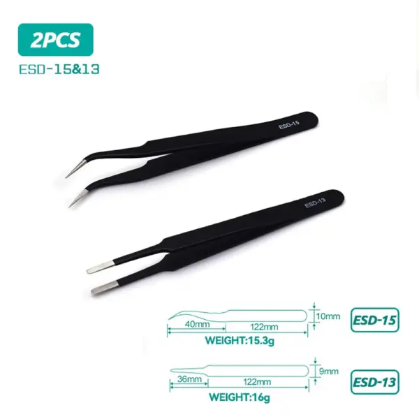 Stainless Steel Anti-Static Nail Art Tweezers - Image 9