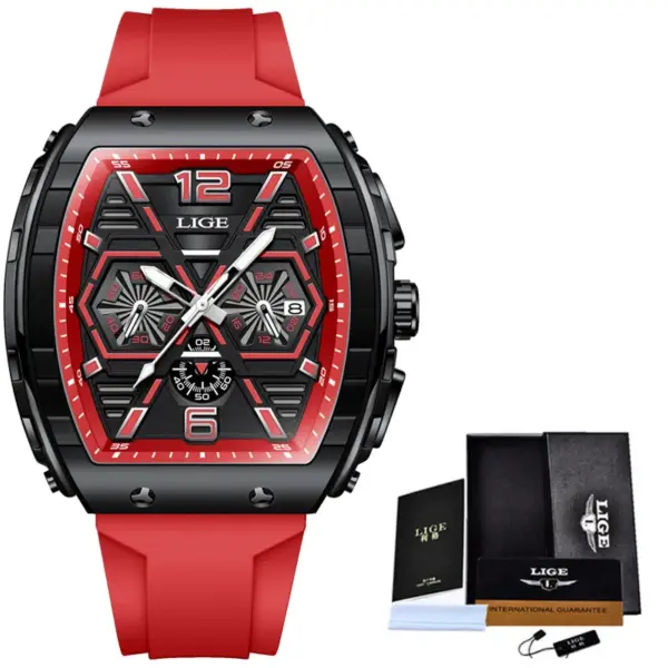 LIGE Men's Luxury Square Silicone Watch - Image 10