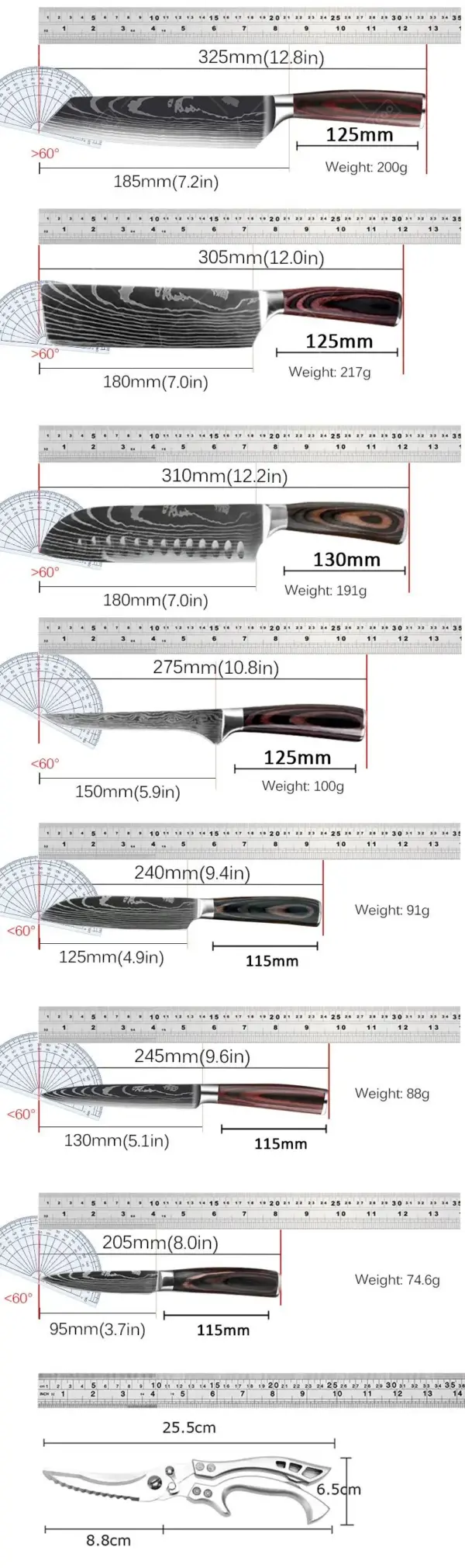 Japanese Chef Knife Stainless Steel Utility Cleaver - Image 6