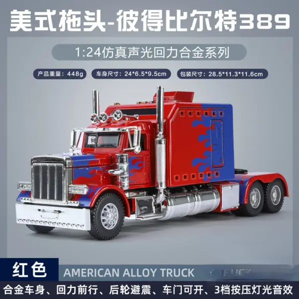 1:24 Peterbilt 389 Alloy Toy Truck Model - Image 8