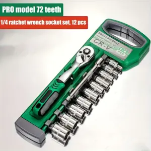 12-Piece Ratchet Wrench Socket Set 72 Tooth 17 S9ebeeea95a224377a2f3a84e86b25c36H