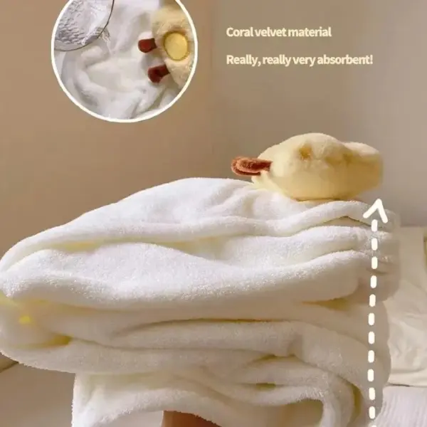 Cute Cartoon Coral Fleece Bath Towel Wrap - Image 5