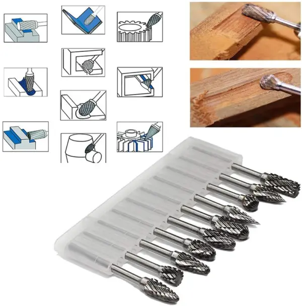 10-Piece Tungsten Carbide Rotary Burr Set - Image 4