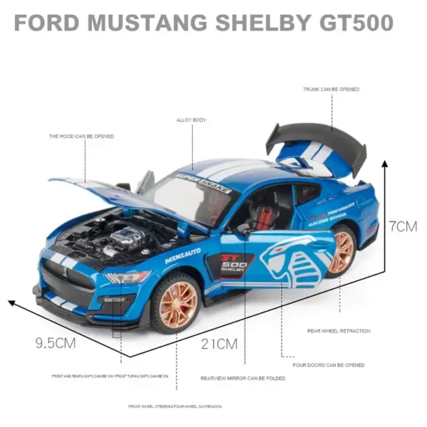 1:24 Ford Mustang Shelby GT500 Diecast Model - Image 3