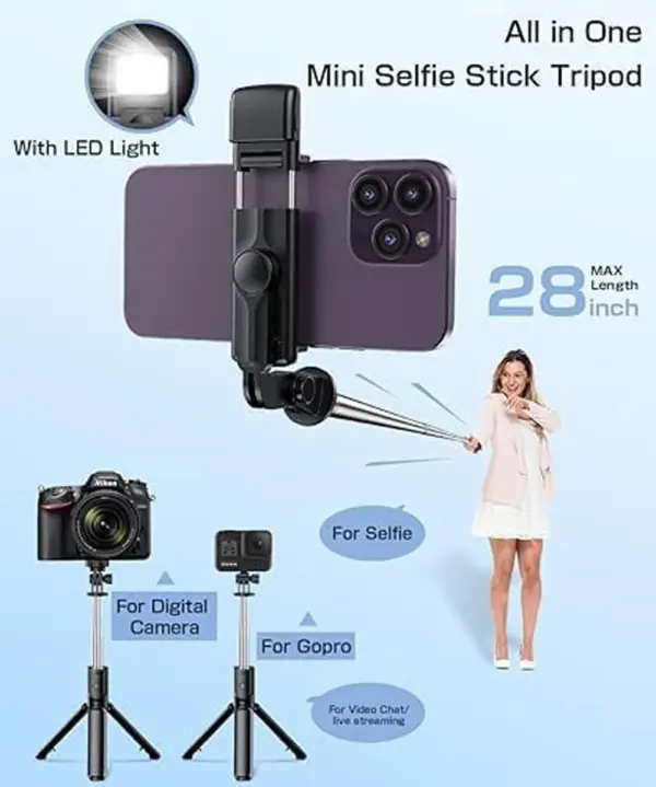 Bluetooth Selfie Stick Tripod for Smartphones - Image 6