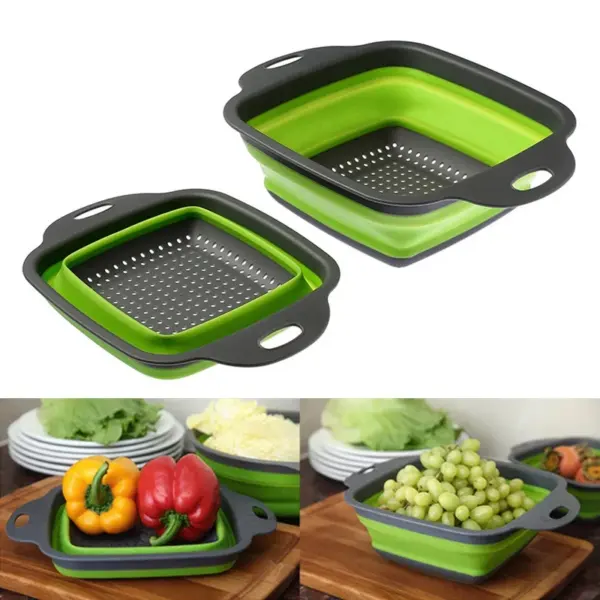 2PCS Foldable Silicone Colanders for Kitchen - Image 3