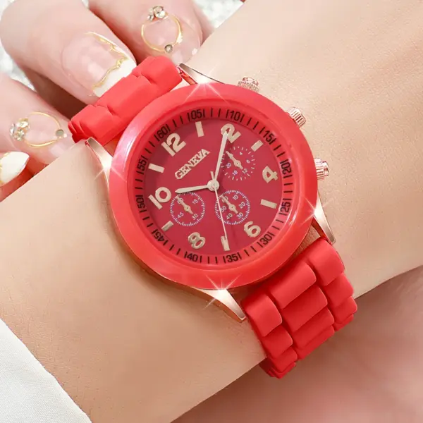 3PC Women Silicone Quartz Watch Set V248 - Image 3