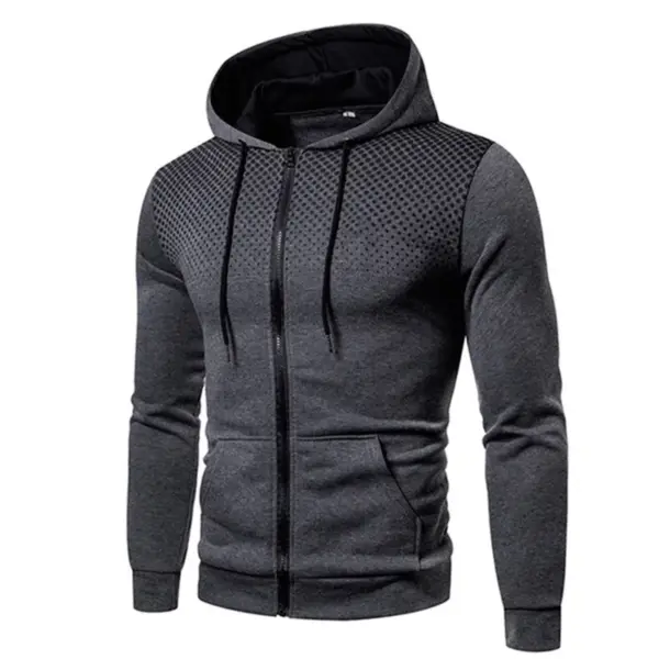 Men's Casual Polka Dot Zipper Hoodie - Image 6