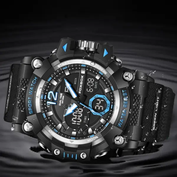 Foxbox Men's Sports Quartz Watch with LED Display - Image 2