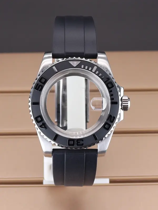 40mm Stainless Steel Watch Case with Rubber Strap - Image 8