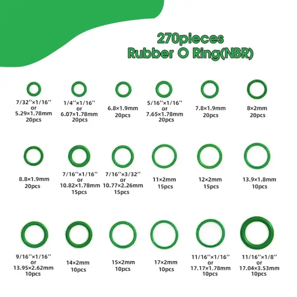 270Pcs HNBR O-Ring Assortment Kit for Cars - Image 2