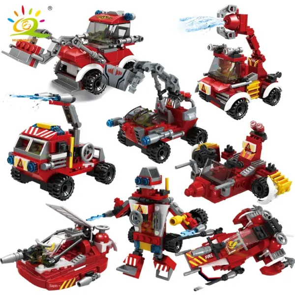 HUIQIBAO 806pcs Fire Truck Building Blocks Set - Image 4