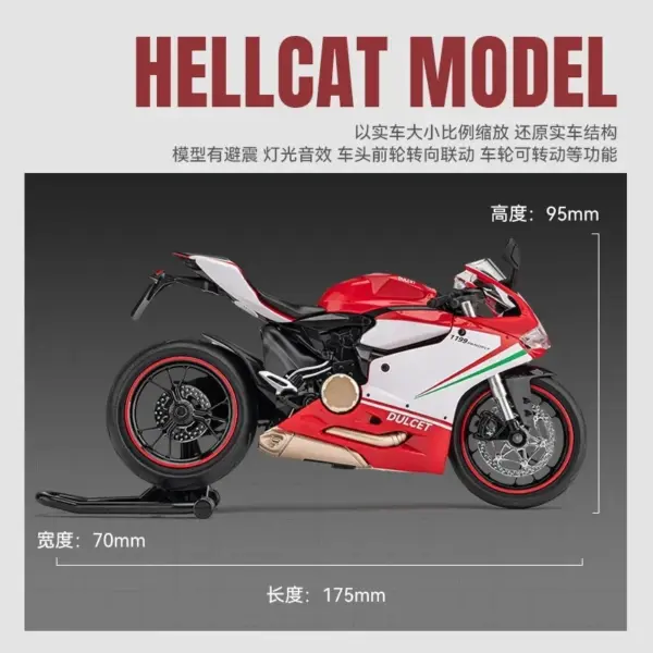 1:12 Ducati 1199 Diecast Alloy Model Motorcycle - Image 2