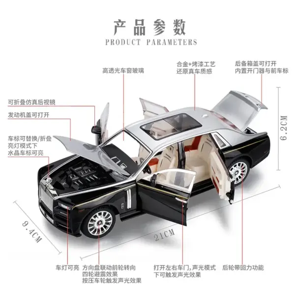 1:24 Scale Rolls Royce Phantom Diecast Model - Image 5