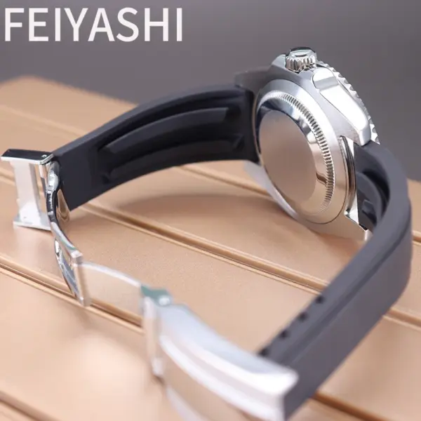 40mm Stainless Steel Watch Case with Rubber Strap - Image 5