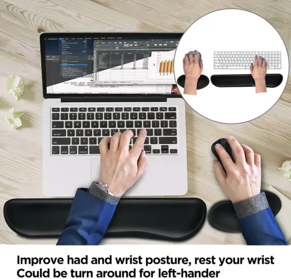 Ergonomic Memory Foam Keyboard Wrist Rest Set - Image 5