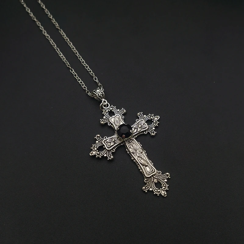 Gothic Punk Cross Drill Pendant Necklace 8 Gothic Punk Cross Drill Pendant Necklace - Image 8