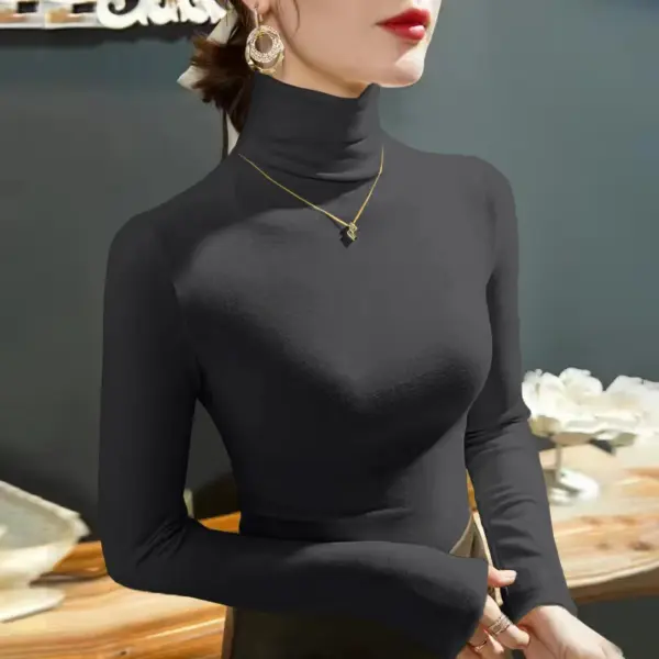 Women's Turtleneck Fleece Long Sleeve Top - Image 7