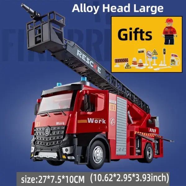 Diecast Metal Fire Truck Water-Spraying Toy - Image 9