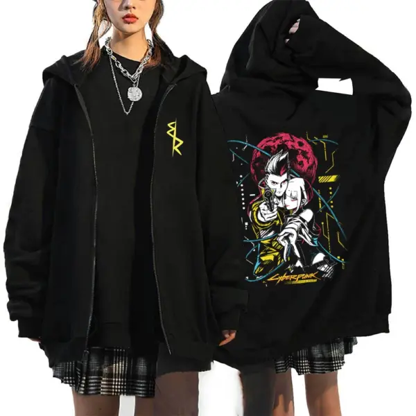 Anime Cyberpunk Edgerunners Long Sleeve Hoodie - Image 2