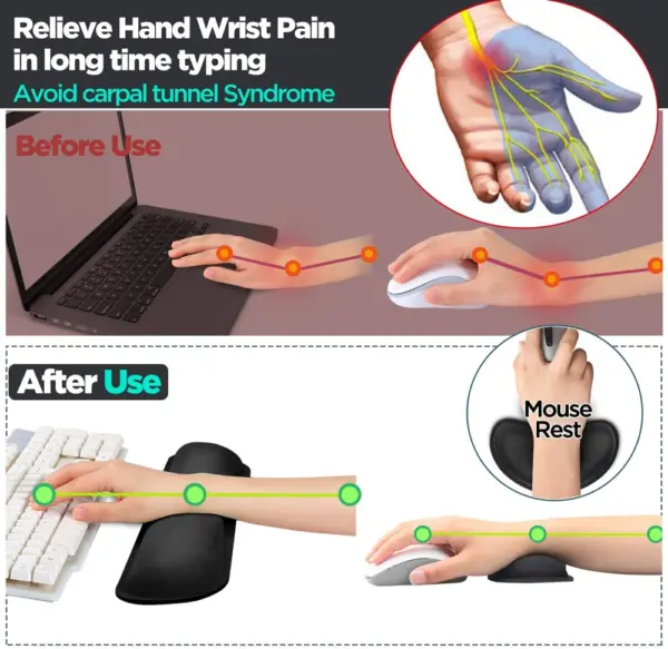 Ergonomic Memory Foam Keyboard Wrist Rest Set - Image 4