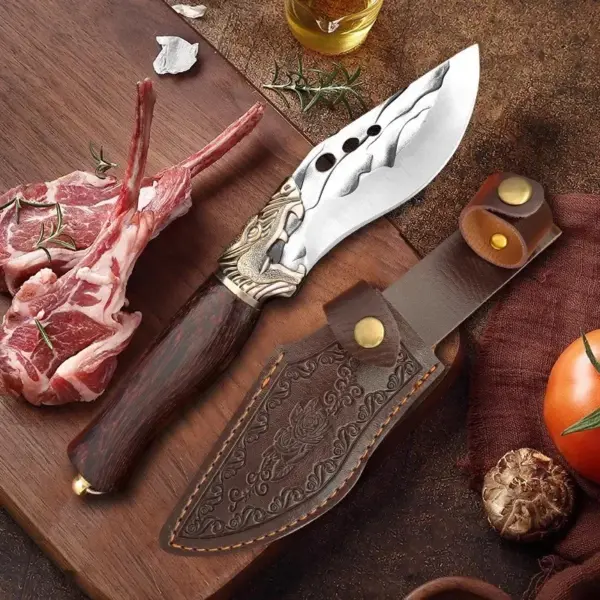 Handmade Kitchen Knives Set with Sheath - Image 4