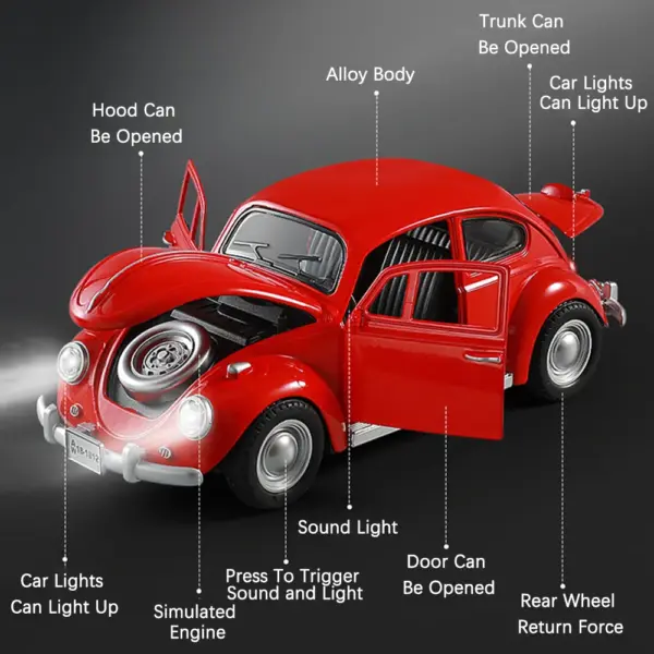 1:18 Scale 1955 Beetle Alloy Toy Car - Image 3