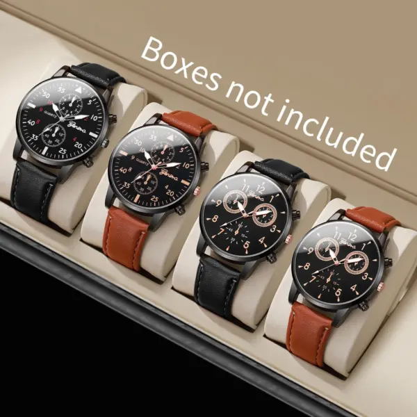 4PCs Men's Quartz Watch Set Stylish Collection