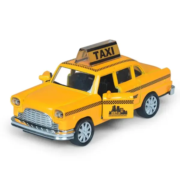 1:36 Scale Yellow Alloy Taxi Car Model - Image 7