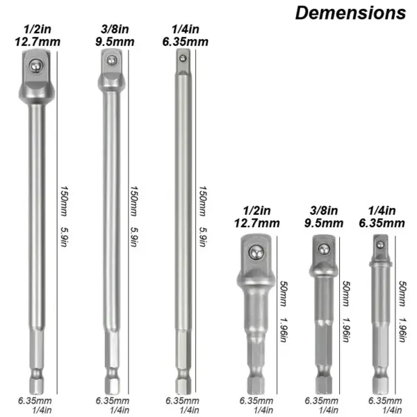 1/4 Hex Shank Impact Socket Adapter Set - Image 2