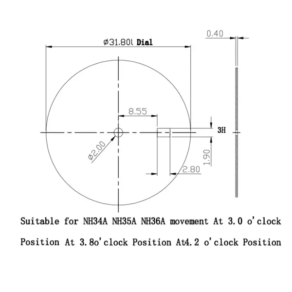 Luminous Watch Dial for Seiko NH34 NH35 NH36 - Image 2