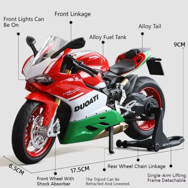 1:12 Scale Diecast 1199 Motorcycle Model - Image 2